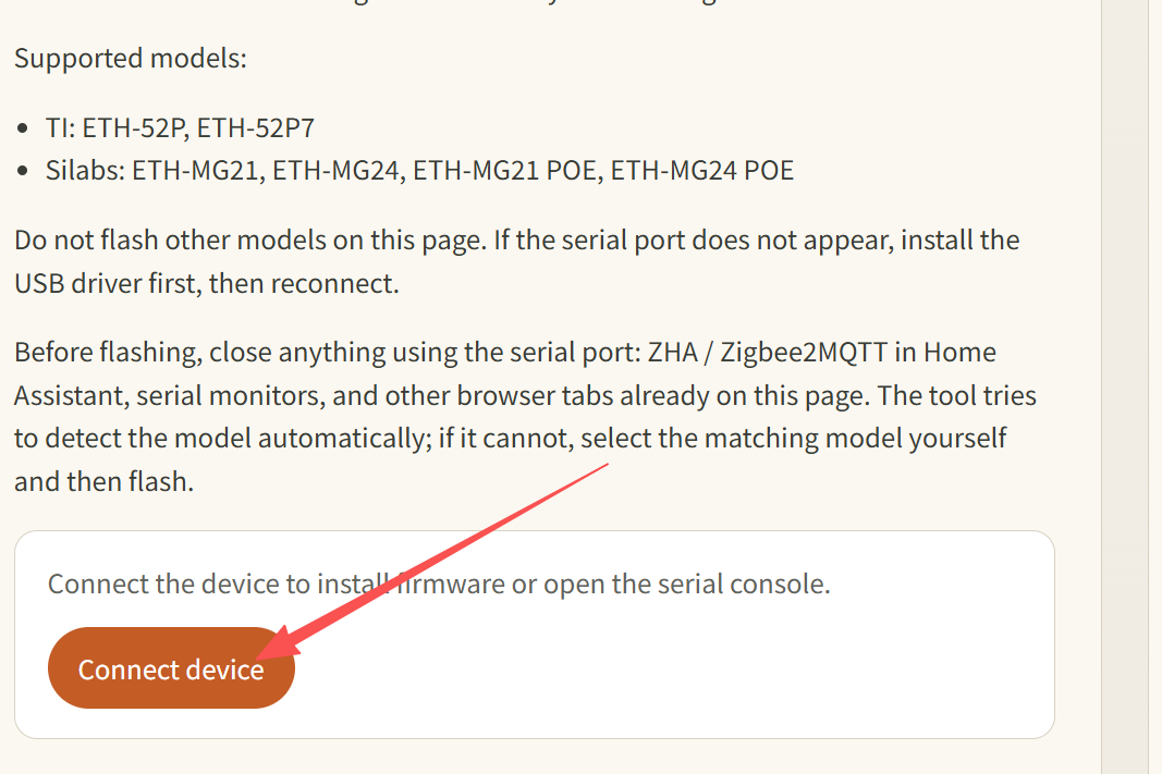 Click Connect device