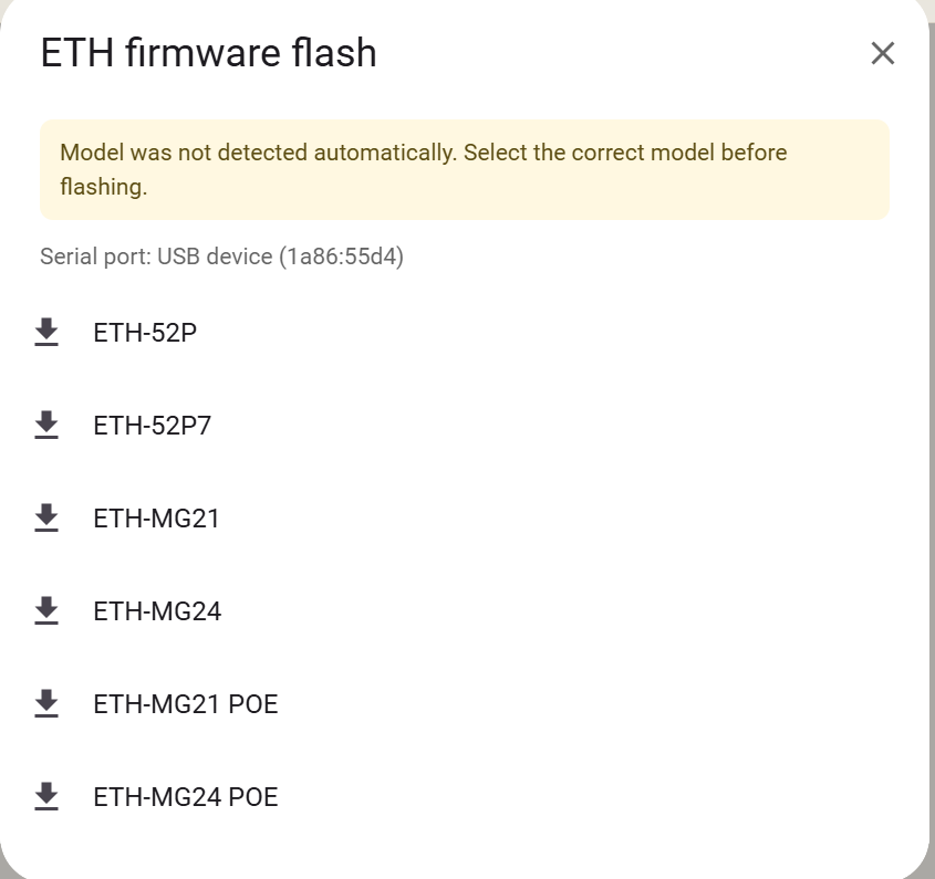 If detection fails, select the correct model