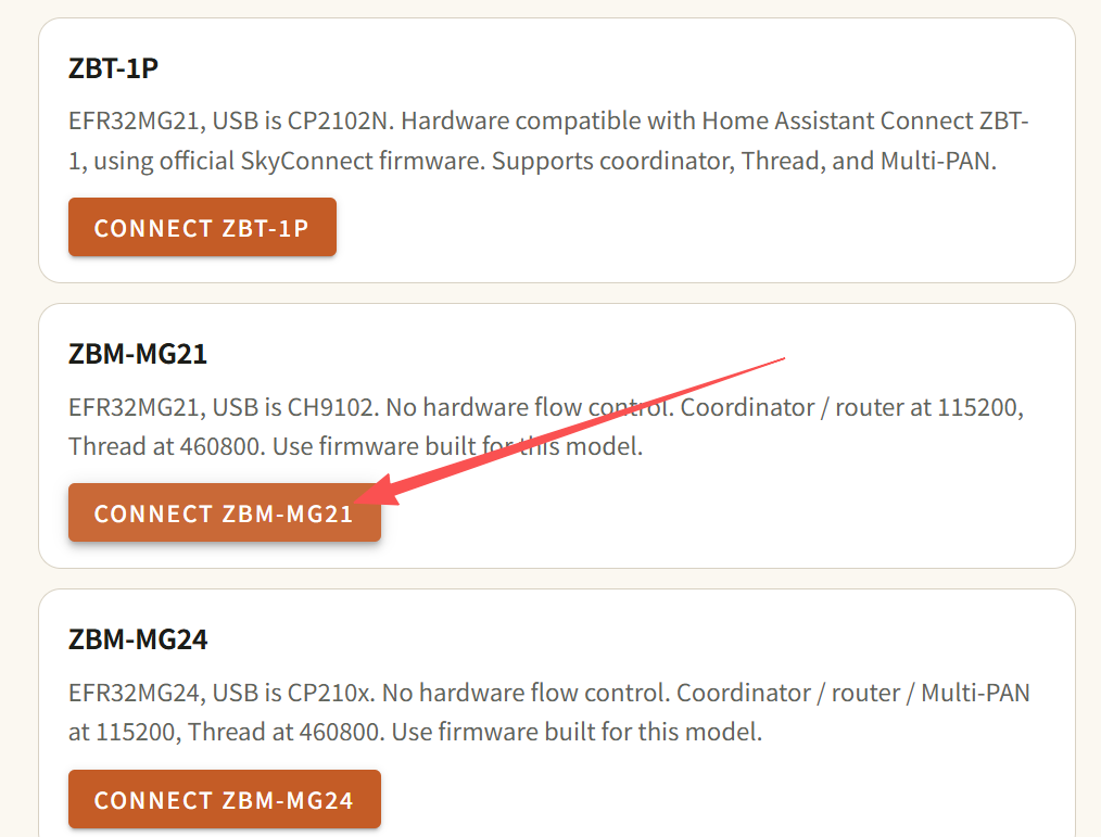 Click CONNECT on the matching model