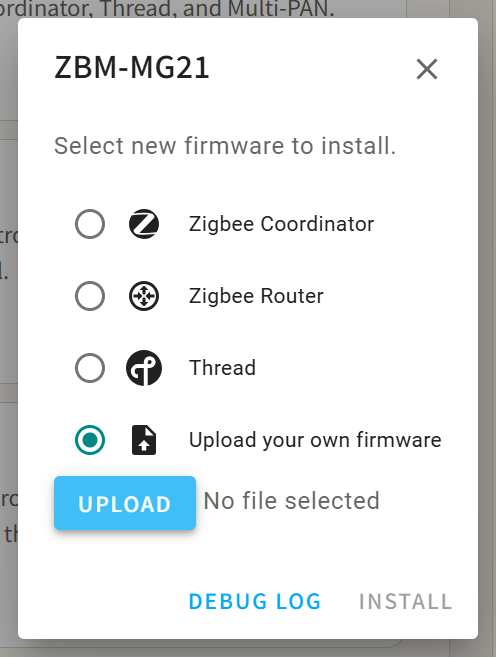 Upload your own .gbl firmware