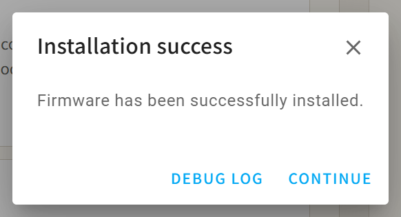 Installation success, then CONTINUE